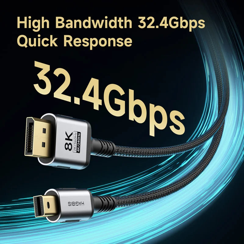 High bandwidth HDMI cable with '32.4Gbps' text on a dark background