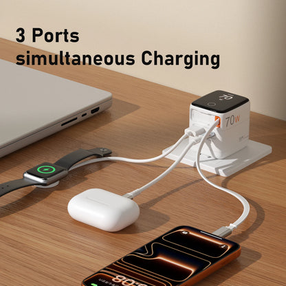 Hagibis 70W GaN Travel Charger with Retractable USB-C Cable