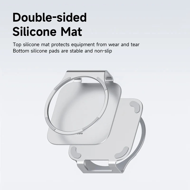 Double-sided silicone mat with text on a light gray background