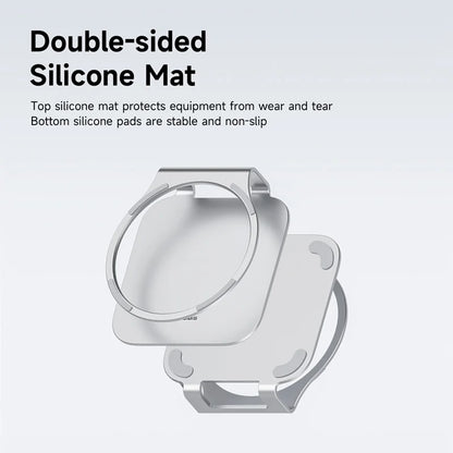 Double-sided silicone mat with text on a light gray background