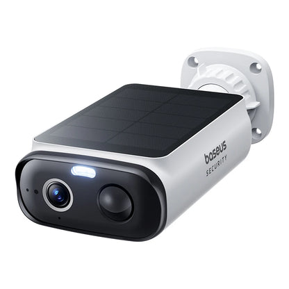 Baseus security camera with solar panel on a white background
