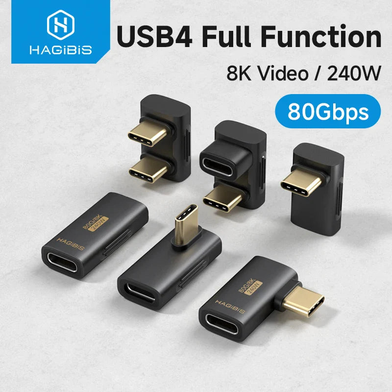 USB4 connectors with HAGIBIS branding on a light gray background