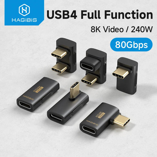 USB4 connectors with HAGIBIS branding on a light gray background