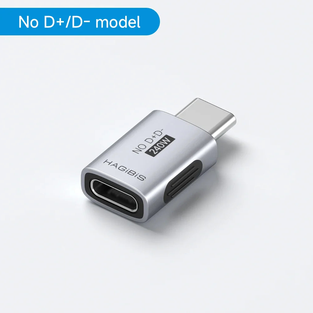 Hagibis USB-C to HDMI adapter on a white background with blue text box.