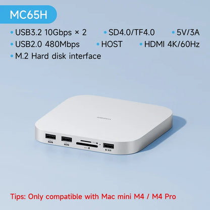 White electronic device with ports on a light blue background