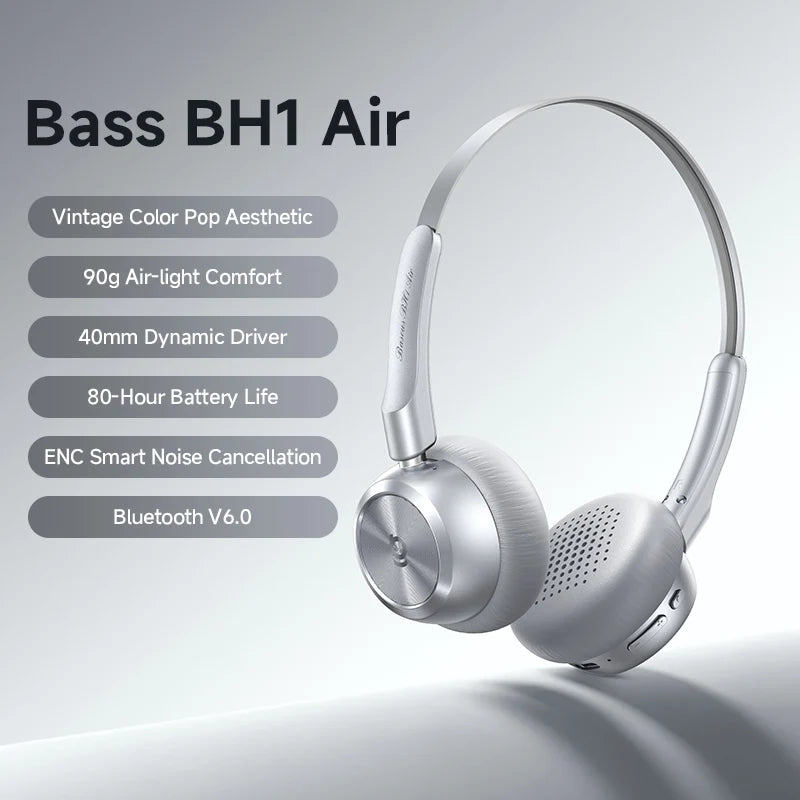 Baseus BH1 Air Bluetooth Headphones with ENC & 80H Battery