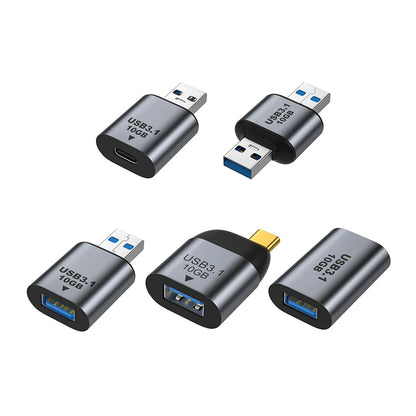Five USB 3.1 flash drives on a white background