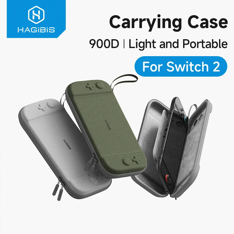 Carrying case for Switch 2 with HAGIBIS branding on a white background