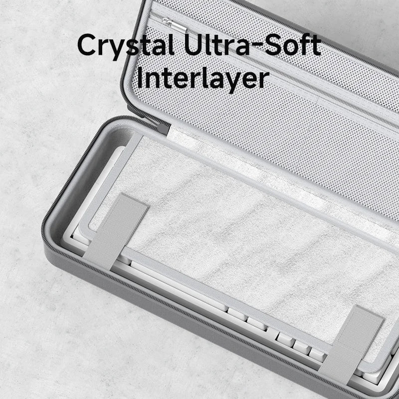 Close-up of a product with 'Crystal Ultra-Soft Interlayer' text on a textured surface.