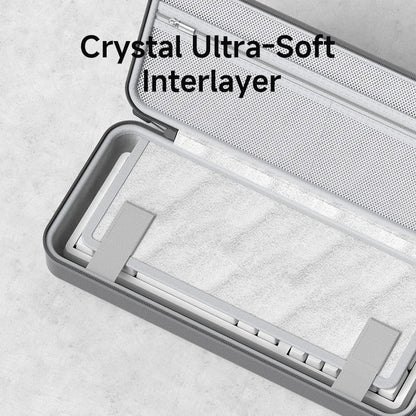 Close-up of a product with 'Crystal Ultra-Soft Interlayer' text on a textured surface.