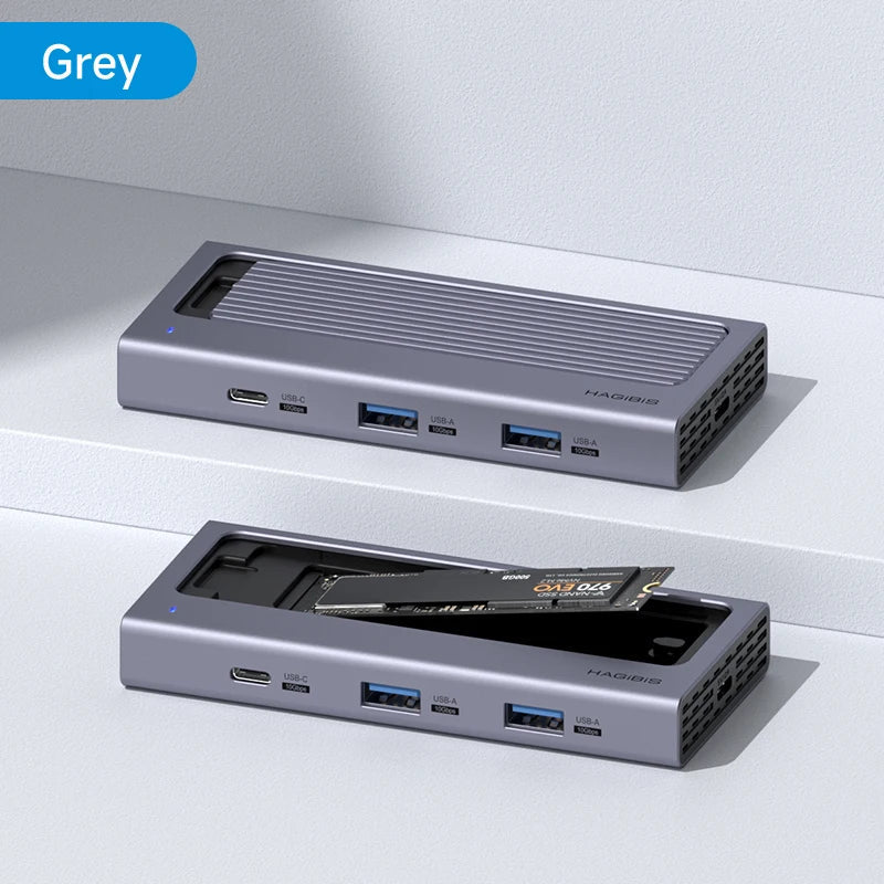 M.2 SSD Hard Enclosure with USB C Hub Magnetic Cover Hagibis