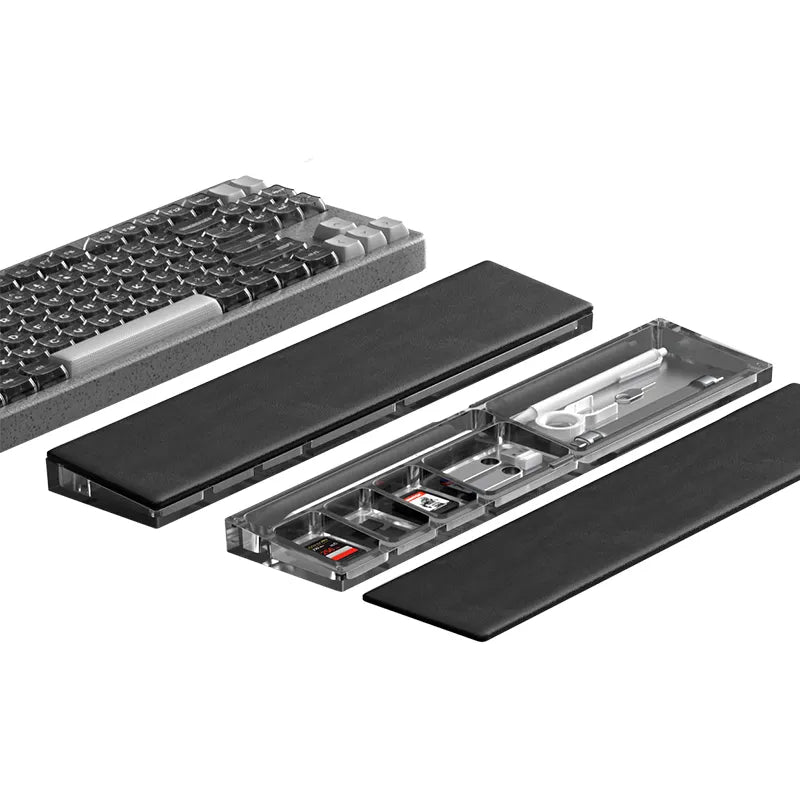 Keyboard components on a white background