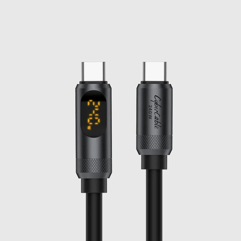 USB C Cable with LED Display 240W Liquid Silicone Hagibis